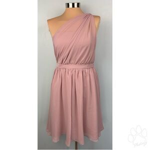 Alfred Angelo Dusty Rose One Shoulder Lined Chiffon Bridesmaid Dress Sz 10